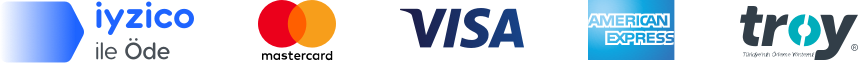 iyzico ile Öde · Mastercard · Visa · American Express · Troy